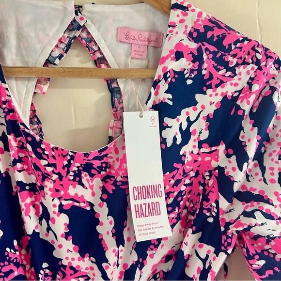 Lilly Pulitzer Fiesta Stretch Dress in Nauti Navy Beyond The Sea Coral sz 4 - Picture 4 of 6